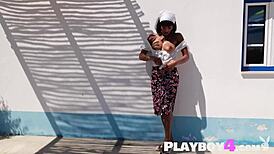 Small-tits Asian MILF Angel Constance strips to reveal her perfect big ass in posing action