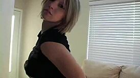 dancing blonde teen teasing in panties