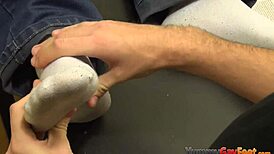 Toe sniffing fetish leads to bareback fuck with big cock cumshot