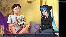 Verlegen emo meisje onthult leuke tieten voor het eerst