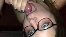 amazing blowjob with glasses on his cock 😍