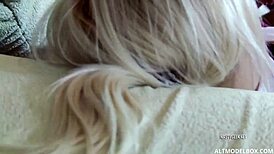 Amateur Blonde Babe Pleasures Small Tits with Gun