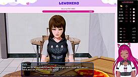 Vtuber Lewdneko Plays Harem Hotel Part 12 With Maid Footjob BDSM Game