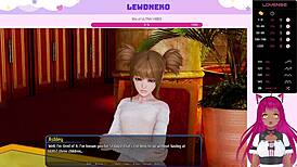 Vtuber Lewdneko Plays Harem Hotel Part 12 With Maid Footjob BDSM Game