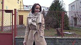 Drilling Her Pussy Hard Outdoors with Deepthroat Sucking and Cumshot on Natural Tits