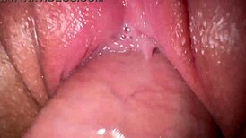 Close up fuck with teen stepsister's amazing creamy pussy! She moans loudly during quickie.