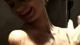 wow, cute babe teases in shower!