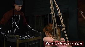 This bondage scene has her licking the vibrator while her feet get dominated by a sexy youthful 18+