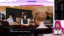 Vtuber Lewdneko Plays Harem Hotel Part 12 With Maid Footjob BDSM Game