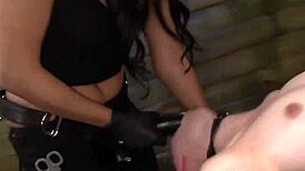 mistress dominates group with strapon in shibari bondage