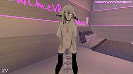 Horny Teen Cosplays Cat Girl Humping Pillow to Orgasm