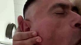 slow motion gagging on hairy gay deepthroat action