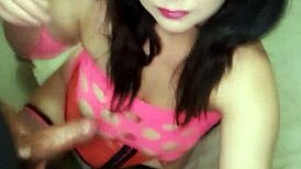 My Girlfriend in Pink Lingerie Sucking and Fucking Me Hard