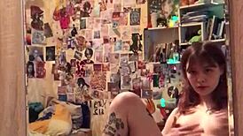 Intense pussy masturbation in front of the mirror with ass licking and cunilingus action