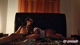 Wet ebony roommate deepthroats big cock in tattooed scene