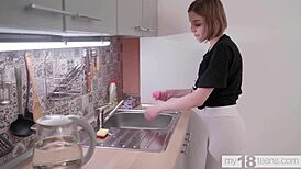 Wow! Shy Lana Broks Masturbates on Bed After Cleaning Up!