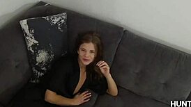 POV Skinny brunette gives a hot handjob