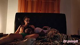 Wet ebony roommate deepthroats big cock in tattooed scene