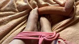BIG TITS amateur MILF gets tied up and fucked with a dildo
