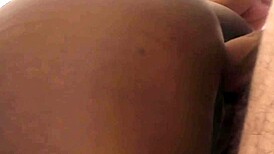 Ebony amateur gets doggystyle creampie from black guy in homemade video with shaved pussy