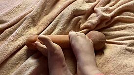 BIG TITS amateur MILF gets tied up and fucked with a dildo