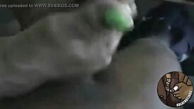 ebony footjob session with toes and cock