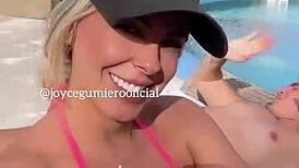 LATINA JOYCE GUMIERIO MASTURBATES and GETS ANAL FUCKED at POOL in CANCUN