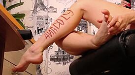 Sexy Bitch Caresses Her Legs for You!