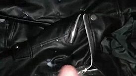 Cum on Leather Jacket of Step Sister