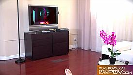 Slut queen Adriana Chechik throating cock intensely