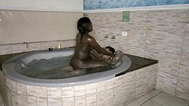 Bath Fun With Lots Of Milk In Mouth