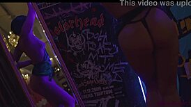 olga maria veide's goth striptease turns into big ass masturbation on the dance floor