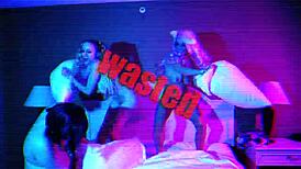 Intense Hotel Room Lesbian Party With Naked BBW Pussy Fun