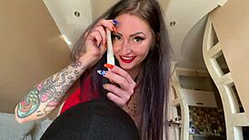 Dominatrix Nika Spills Condom Full of Sperm on Slave's Head