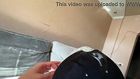 Dominatrix Nika Spills Condom Full of Sperm on Slave's Head