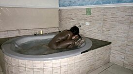 Bath Fun With Lots Of Milk In Mouth