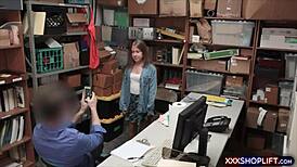 cute curvy teen shoplifter bangs the shop owner hard