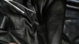 Cum on Leather Jacket of Step Sister
