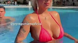 LATINA JOYCE GUMIERIO MASTURBATES and GETS ANAL FUCKED at POOL in CANCUN