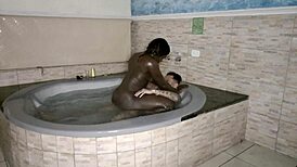 Bath Fun With Lots Of Milk In Mouth