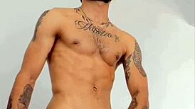 Colombian Bodybuilder's Explosive Masturbation with Monster Cock Leading to Cum in Hand