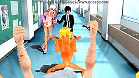 Having sex in the hallway to music, it's so anime and futanari