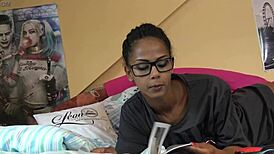 Isabella's sexy legs and ass peek from panties while reading