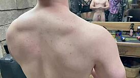 beard hair and mustache with big natural tits