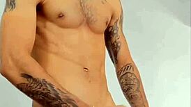 Colombian Bodybuilder's Explosive Masturbation with Monster Cock Leading to Cum in Hand