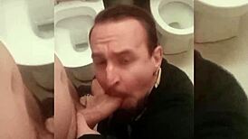 Adrian Sucks Cock in Shopping Bathroom with Intense Emotion