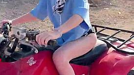 Public blowjob turns into rough room sex after quad bike