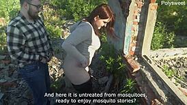 cum floods pussy after wild public banging