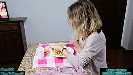 dude, i totally pissed on her food while she dined, no warning at all