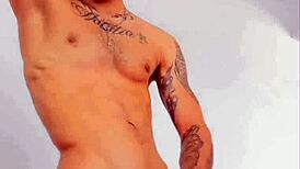 Colombian Bodybuilder's Explosive Masturbation with Monster Cock Leading to Cum in Hand